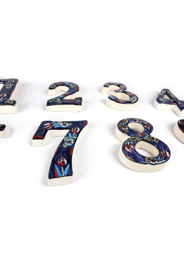 3 Renk Seçenekli El Yapımı Seramik Kapı Numarası, Kapı Numaraları 7 Lacivert - 3