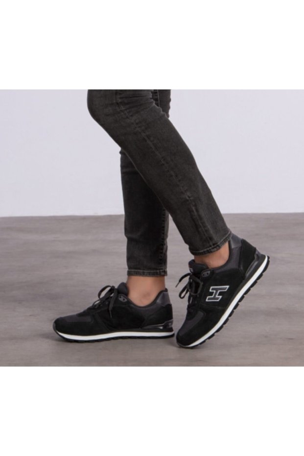 19250 Black Genuine Leather Men's Casual Sports Shoes Sneaker Thick Sole Laced