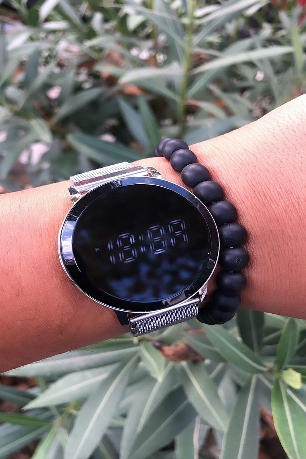 Premium Dokumatik Led Ekran Mıklatıslı Hasır Kordon Unisex Kol Saati-bileklik - 2
