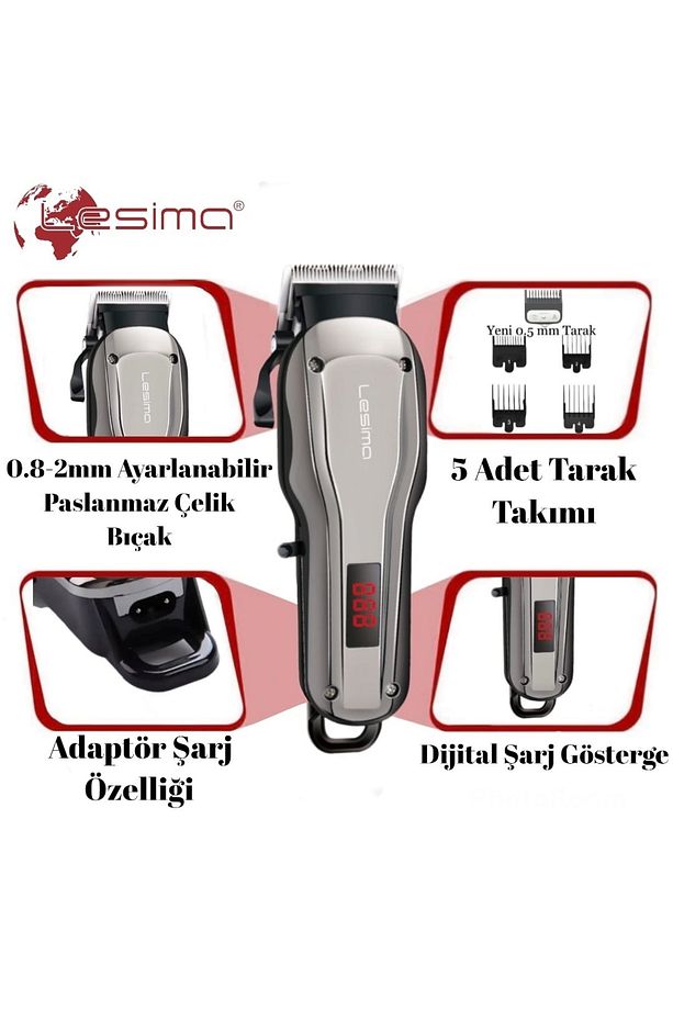 Ls-1000 Master Dijital Göstergeli Profesyonel Kuaför Tipi Saç Ve Sakal Kesim Makinasi - 1