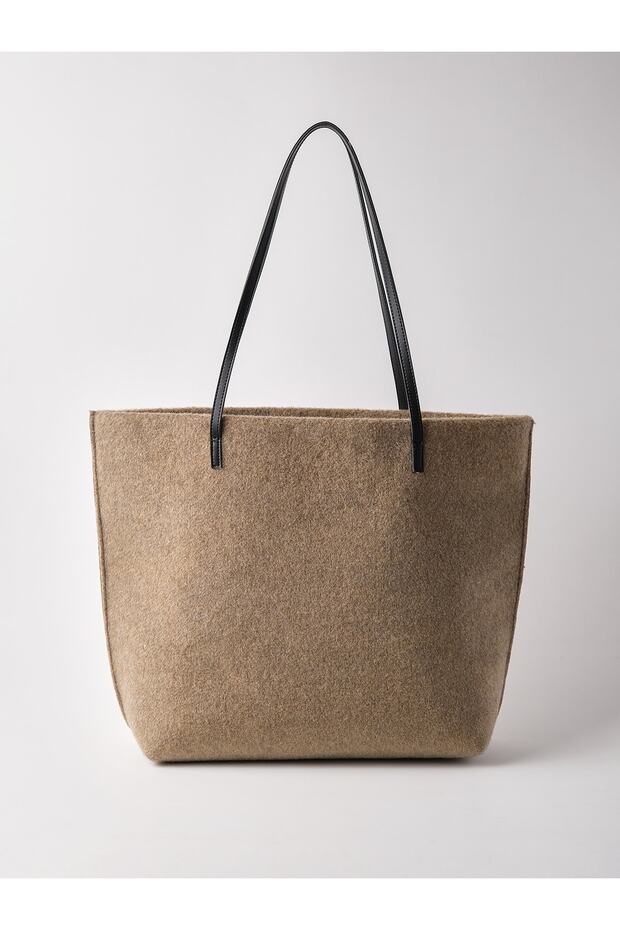 Heybes Women's Large Felt Fabric Shopper Tote Shoulder Bag