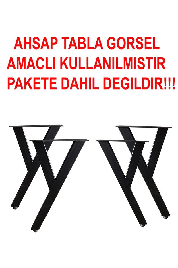 Metal Sehpa Ayağı Masif Ahşap Kütük Orta Sehpa Ayakları 4 Lü Y Model - 2