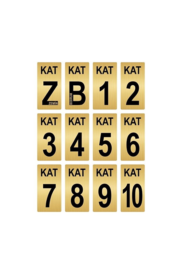 Apartment Building Floor Number Sign 5X10 cm Gold Color