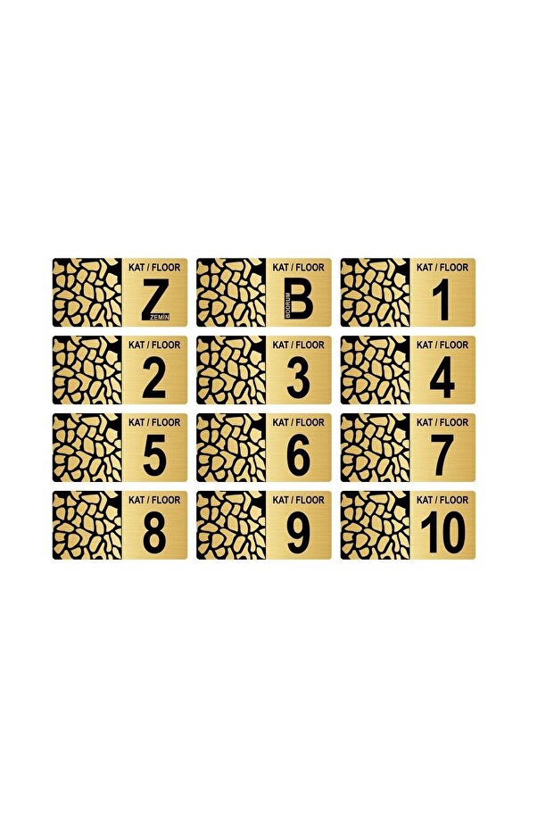 Apartment Building Floor Number Sign 7x14 Cm Gold Color