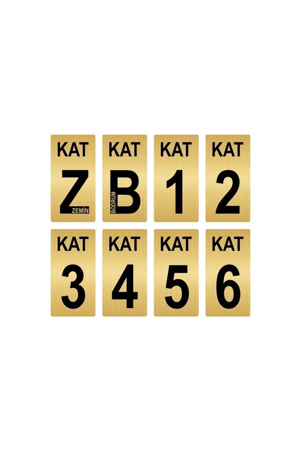 Apartment Building Floor Number Sign 9X18 cm Gold Color