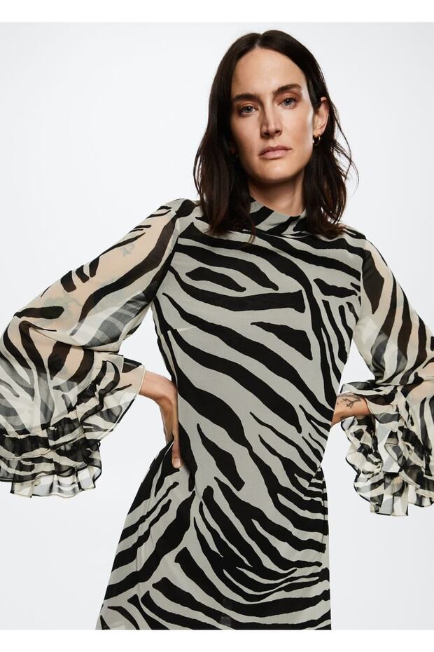 Leopar Desenli Elbise - 7