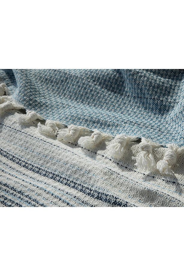 Stravage Dokuma Tek Kişilik Yatak Örtüsü 160x240 Cm Mavi - 3