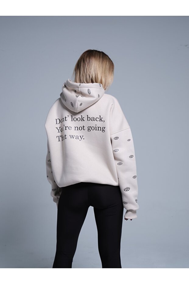 Bej Oversıze Eye Sweatshırt - 1