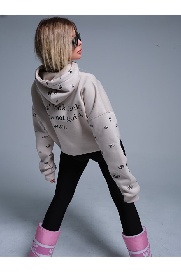 Bej Oversıze Eye Sweatshırt - 7