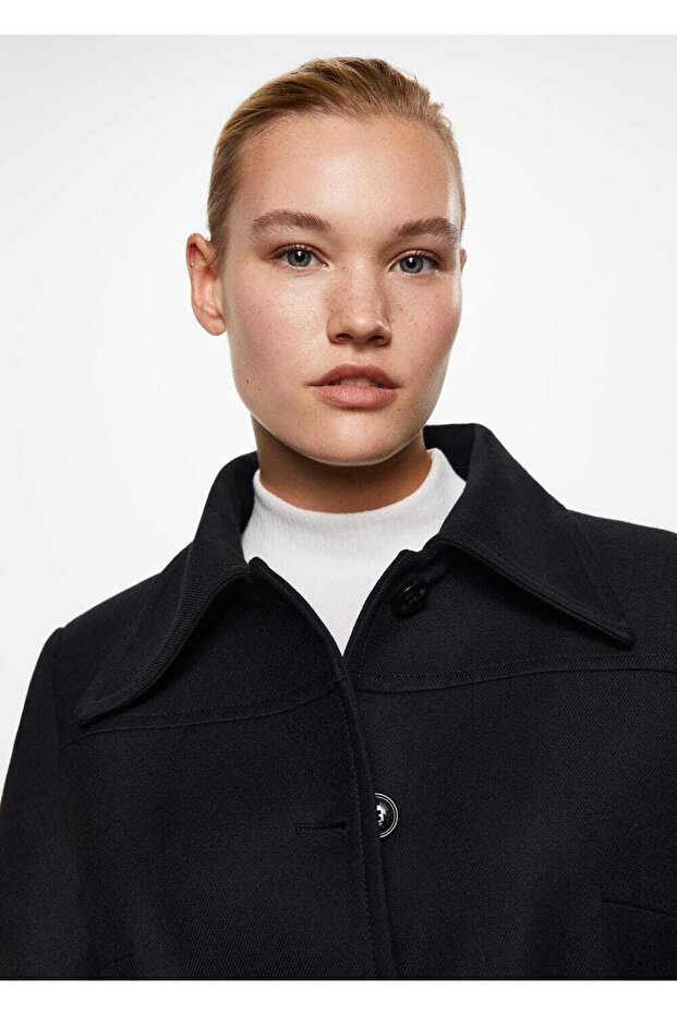 Düğmeli Fitted Palto - 6