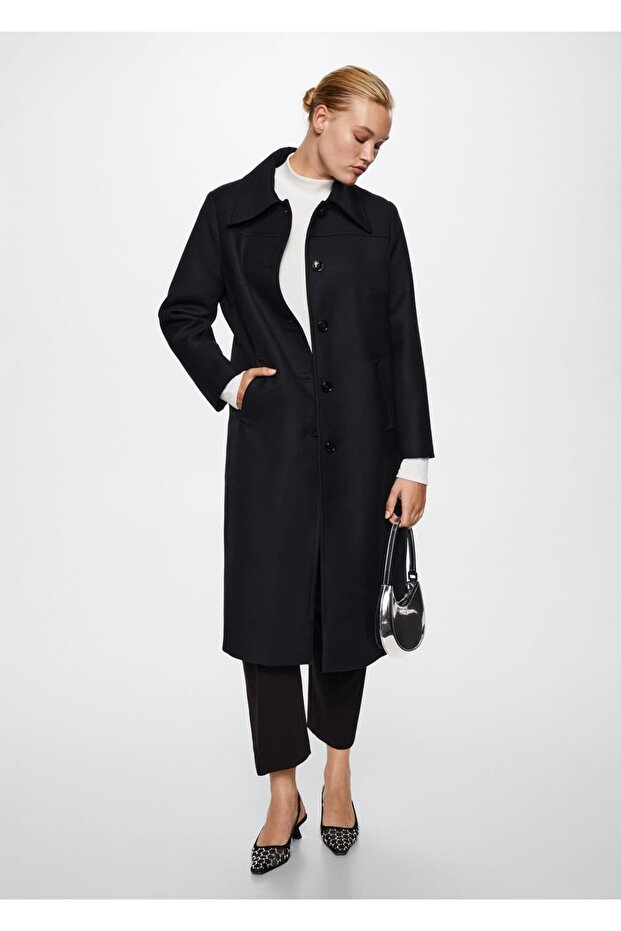 Düğmeli Fitted Palto - 8