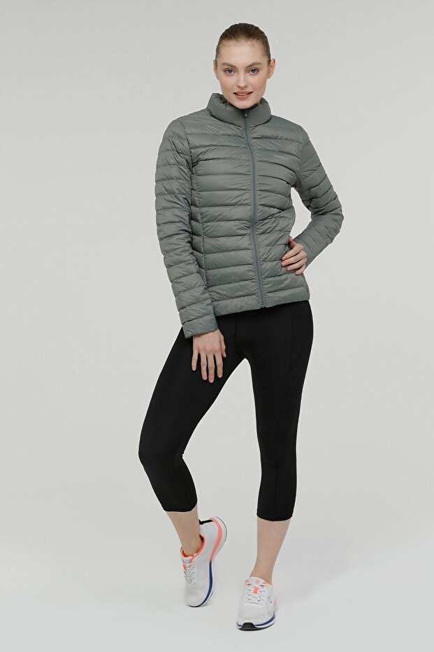 W-sn28 Basıc Down Coat 2p Pastel Hakı Kadın Mont - 3