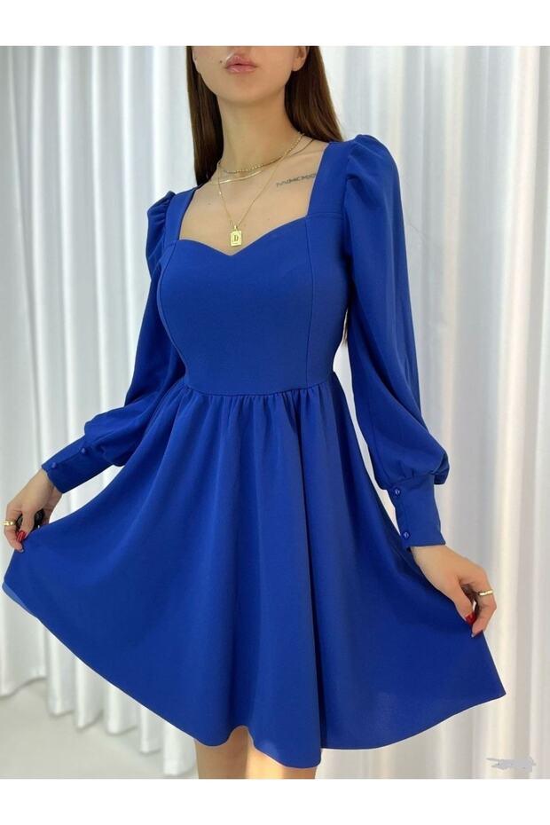 Flexible Fabric Low-cut Skirt A-Line Cut Long Sleeve Evening Dress and Graduation Dress 582293 727