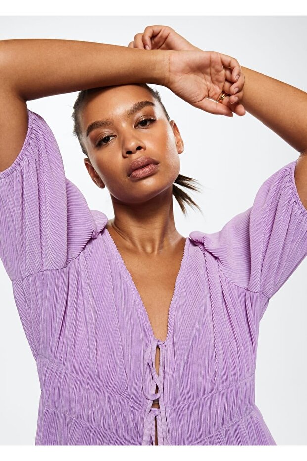 Volanlı Pilili Bluz - 5