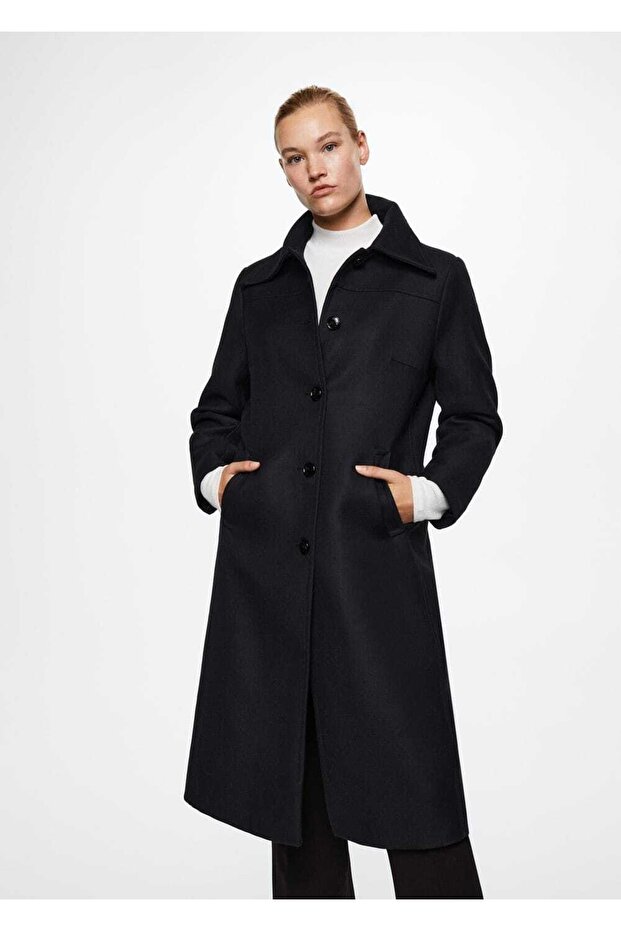 Düğmeli Fitted Palto - 5