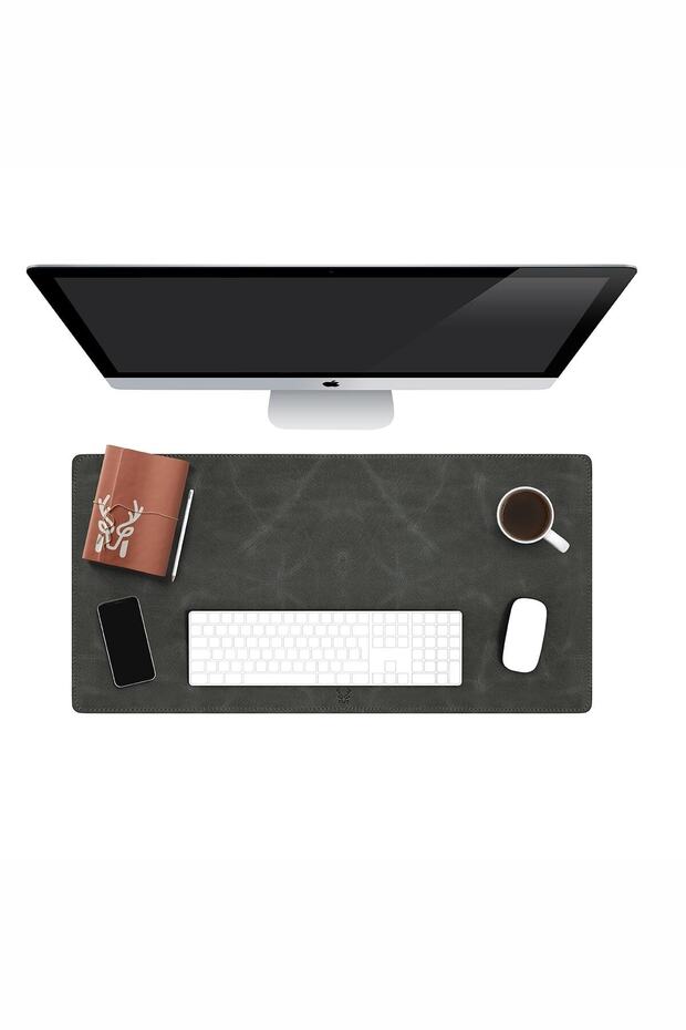 Gray Genuine Leather Table Mat Gamer Mouse Pad Gamer Laptop Computer Table Mat 75X35 cm | Hobart