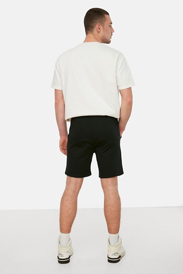 Siyah Regular/Normal Kesim Orta Boy Geometrik Baskılı Şort TMNSS21SR0140 - 5