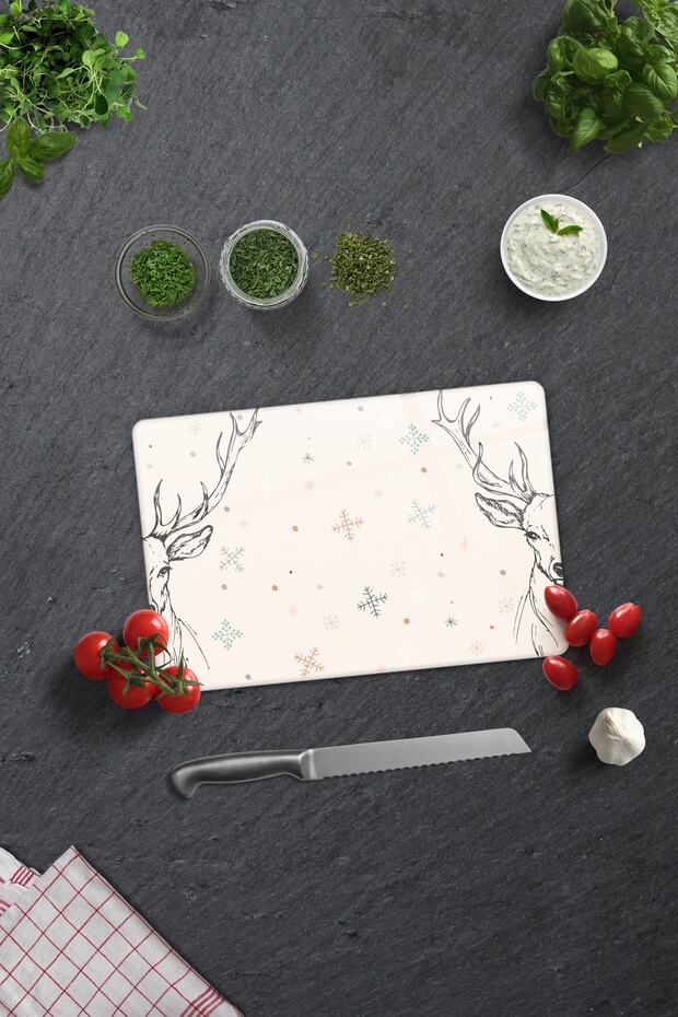 Glass Cutting Board - Glass Cutting Board | Cream Deer 20cm X 30cm