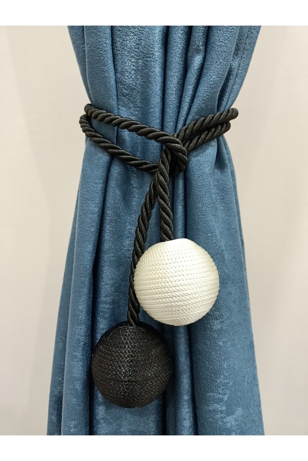 Two Ball Side Tie Backdrop Curtain Gathering Device Black&cream