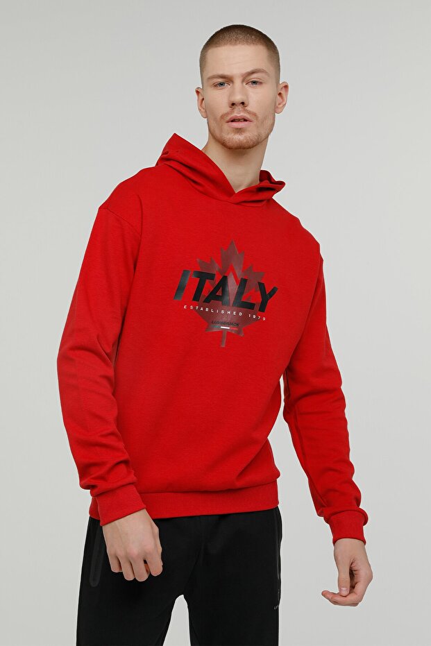 M-sd1047 Renato Logo Hood Red Men's Sweatshirt