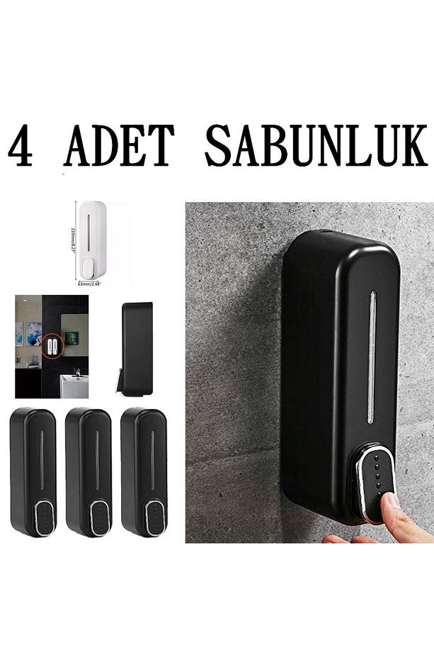 Banyo Sabunluk 350ml Sabunluk Duvara Monte Şampuan Sıvı Sabun Şişesi Banyo Sabunluk 4 Adet - 1