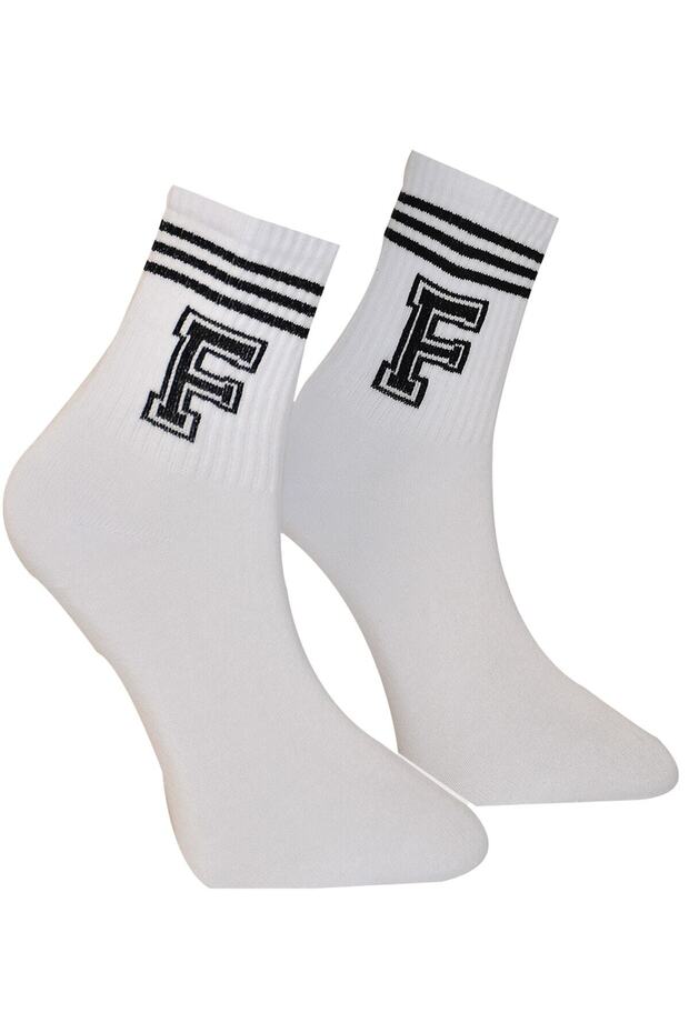 Unisex "f" Letter Colorful Plain Cheerful College Tennis Socks