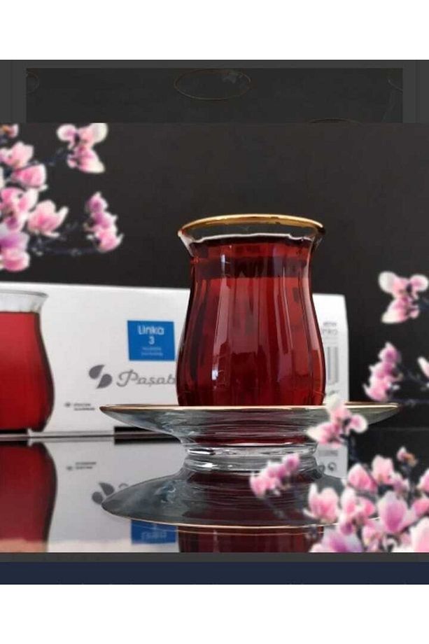 Altın Yaldızlı Linka 6 Parça Çay Bardağı Seti 145 ml (TABAKSIZ) - 1