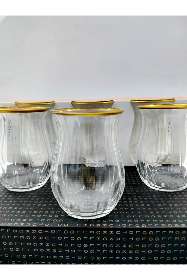 Altın Yaldızlı Linka 6 Parça Çay Bardağı Seti 145 ml (TABAKSIZ) - 4