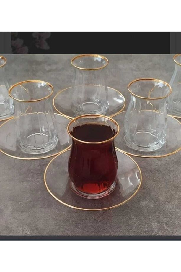 Altın Yaldızlı Linka 6 Parça Çay Bardağı Seti 145 ml (TABAKSIZ) - 5