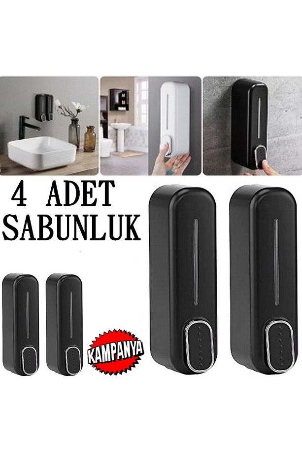 Yeni Model Sabunluk 350 Ml Duvara Monte Sıvı Sabunluk Şampuan Şişesi Soap Dispenser 4 Adet - 1
