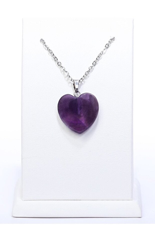 Natural Purple Heart Model Amethyst Stone Necklace