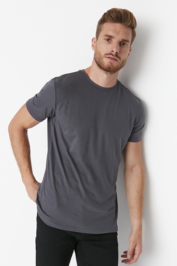 Unisex Antrasit Regular/Normal Kesim Basic Kısa Kollu T-Shirt TMNSS22TS0271 - 4