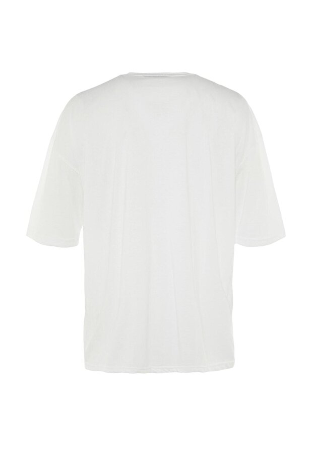 Beyaz Oversize/Geniş Kesim Kısa Kollu T-Shirt TMNSS22TS0317 - 11