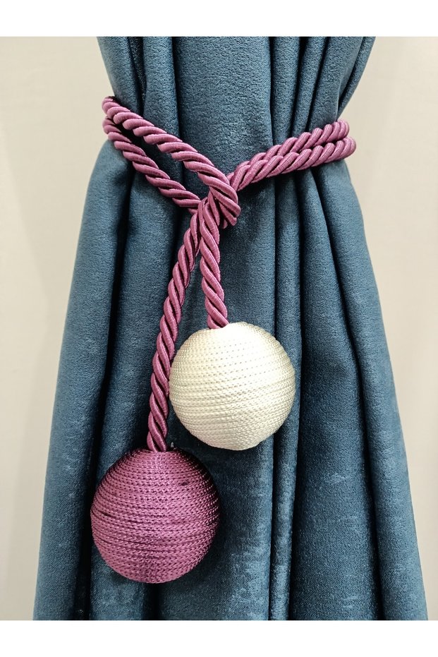 Two Ball Side Tie Backdrop Curtain Gathering Apparatus Plum&Cream