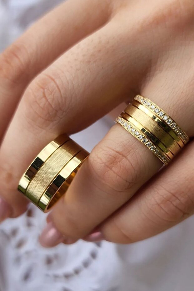 Gümüş Alyans Sarı Orta Mat - 1