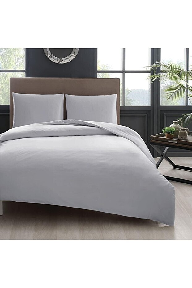 Mer-tim Cotton Ranforce Single Size 160x220 Duvet Cover Quilt Cover - Gray
