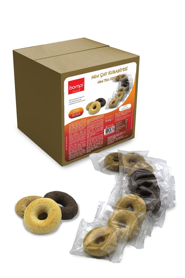 Karışık Mini Çay Kurabiyesi 1300 gr - (270 ADET) Tek Paketli - 1
