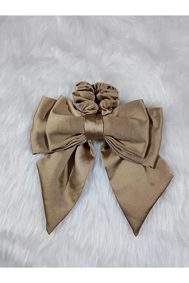 Light Brown Satin Bow Bagel Buckle