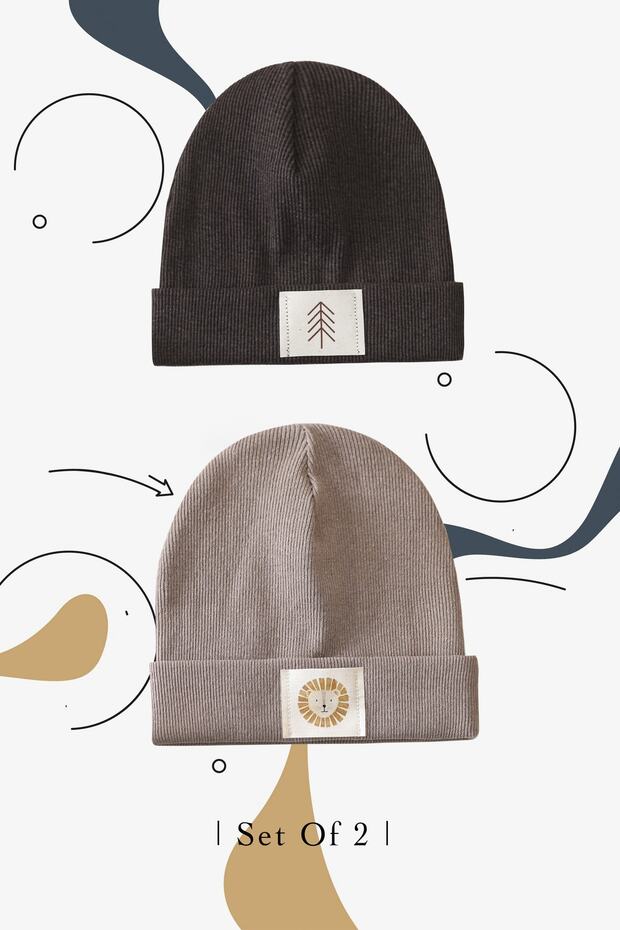 Ribbed Bitter Brown-stone 2-Piece Beret