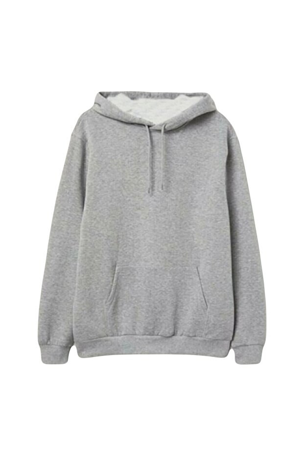 Siyah-gri Oversize Kapüşonlu Swetshirt - 4