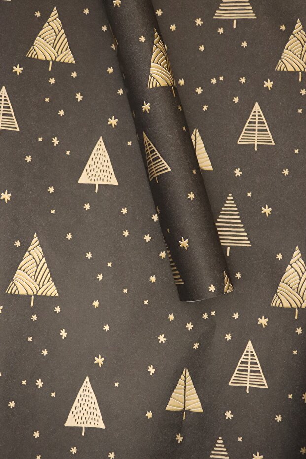 Black Gold Large Pine Tree Packaging Paper 70*100 Cm 5 Pieces Not Pelur