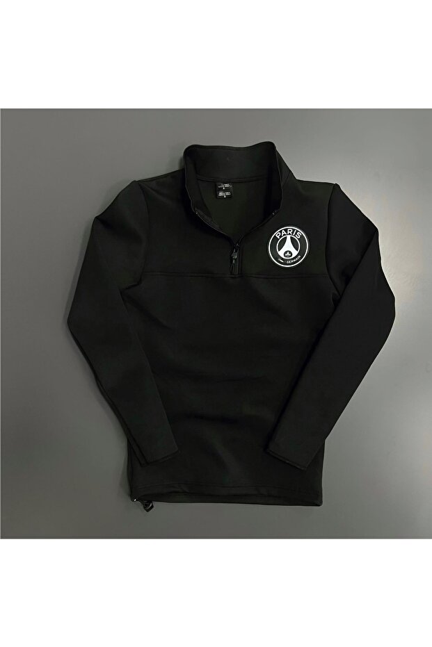 Scuba High Collar Half Zipper Tracksuit Diving Fabric Slim Fit Paris Printed