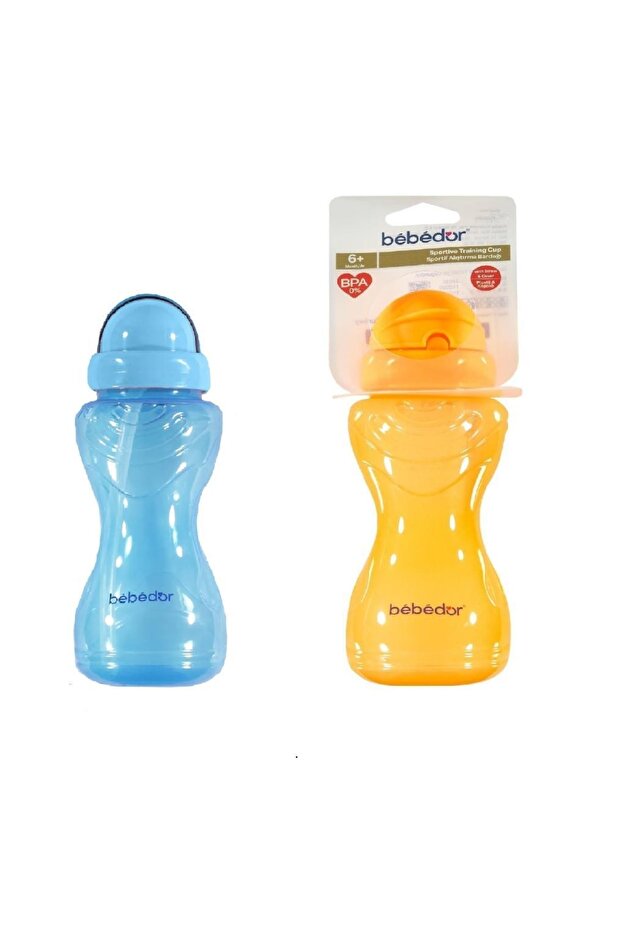 Sporty Glass with Straw 330 Ml 2 Pack Orange and Blue