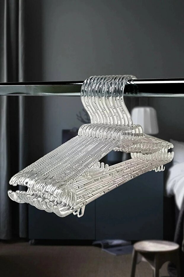 12 Pieces Crystal Transparent Large Size Clothes Hangers