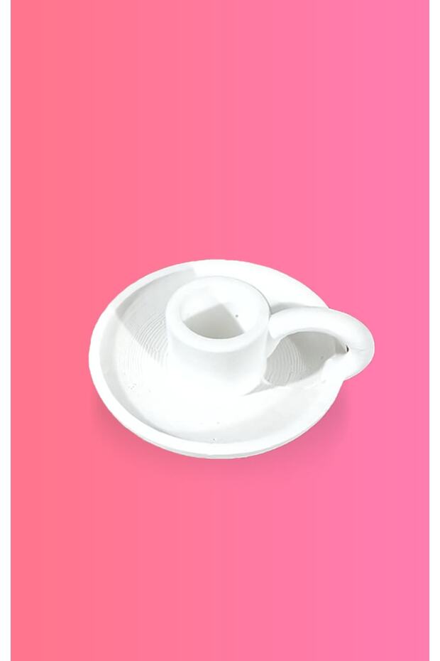 Ham Taş Kulplu Mumluk - 1