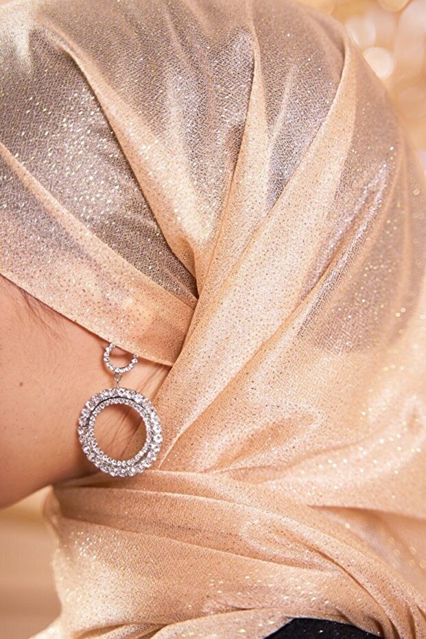 Simli Açık Ten Abiye Şal - 2