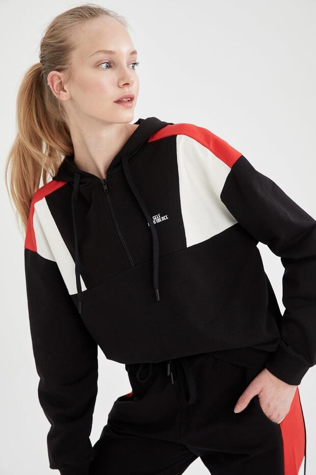 Fit Relax Fit Kapüşonlu Sweatshirt - 1