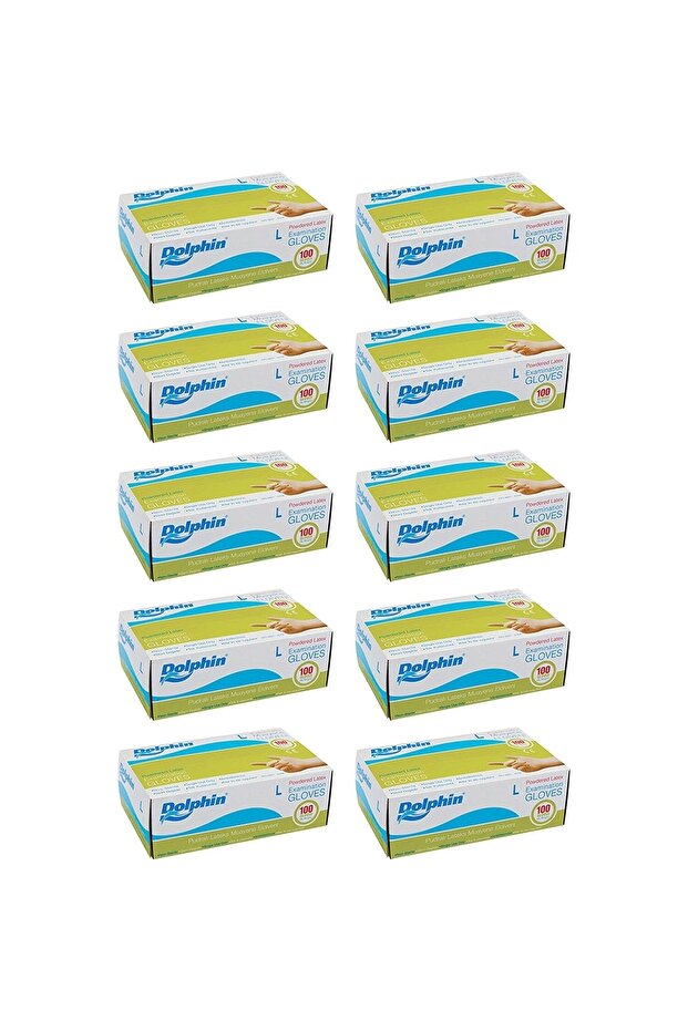 Pudralı Latex Eldiven (L) 100lü Paket 10 Adet - 1