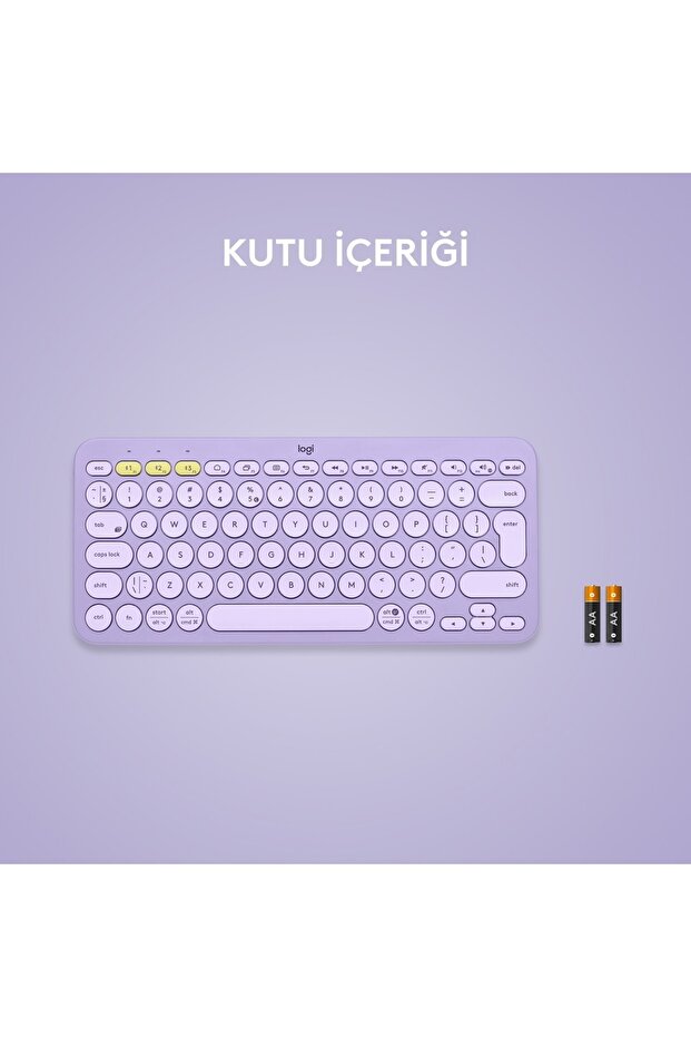 K380 Kompakt Kablosuz Bluetooth Türkçe Q Klavye - Lila - KL-169 - 9