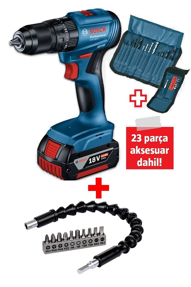 Gsb 185-li Tek Akülü Kömürsüz Darbeli Matkap Vidalama Şarjlı Matkap + 30cm Esnek Uzatma - 1
